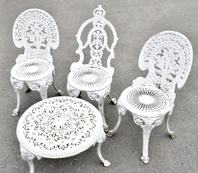 Lot 1521 - A set of three white painted aluminium garden...