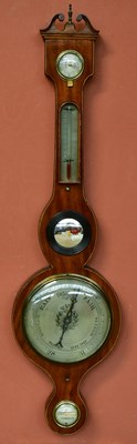 Lot 1464 - A 19th century inlaid mahogany wheel barometer...