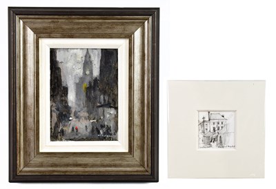 Lot 760 - DAVID ALDERMAN; acrylic on board, 'Manchester...