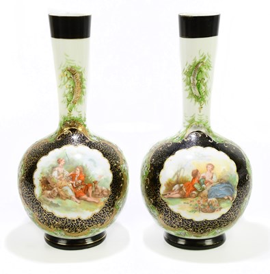 Lot 1227 - A large pair of late Victorian painted opaque...