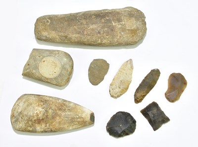 Lot 1121 - An interesting group of early worked stone and...
