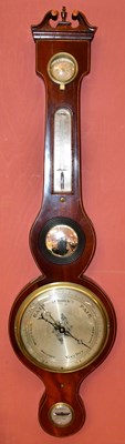Lot 1465 - A 19th century inlaid mahogany wheel barometer...