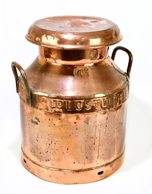 Lot 1170 - DAWS CREAMERIES; a copper twin handled milk...