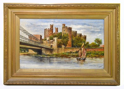Lot 798 - J S WATSON; oil on canvas, 'Conway Castle',...