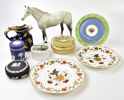 Lot 1322 - ROYAL CROWN DERBY; two plates decorated in the...