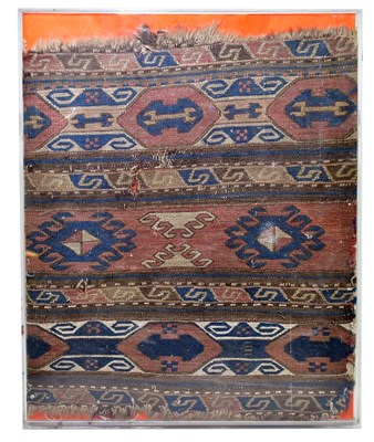 Lot 1514 - A panel of an early rug, being a fragment now...