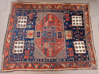 Lot 1508 - A Hamadan rug with red and blue ground set...