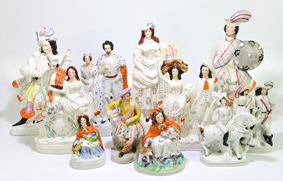 Lot 1245 - Eleven Staffordshire porcelain figures to...