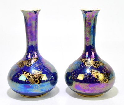 Lot 1348 - A pair of Devon Lustrine Fieldings vases,...