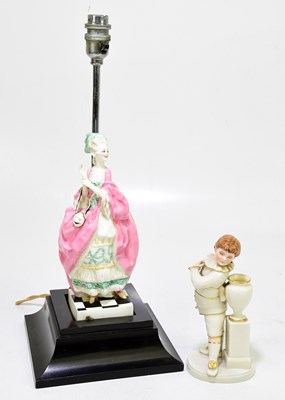 Lot 1274 - ROYAL WORCESTER; a figure mounted on a lamp...