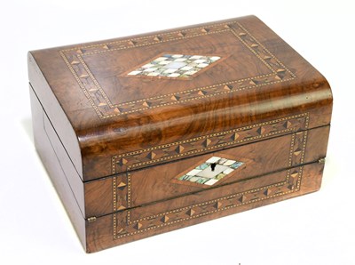Lot 1010 - A walnut and inlaid sewing box, with mother of...