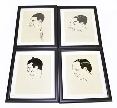 Lot 714 - A set of four caricature ink drawings, each...