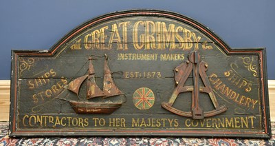 Lot 1008 - A large wooden sign, 'The Great Grimsby Co...