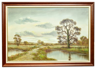 Lot 797 - B WATSON; oil on canvas, rural scene, signed...