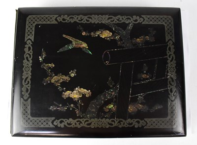 Lot 384 - Two Japanese Meiji period black lacquered and...