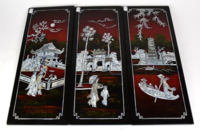 Lot 482 - Five contemporary lacquered and mother of...