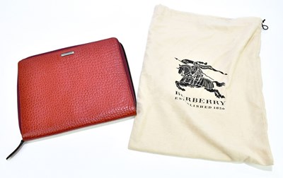 Lot 620 - BURBERRY; a pebbled leather iPad case with...