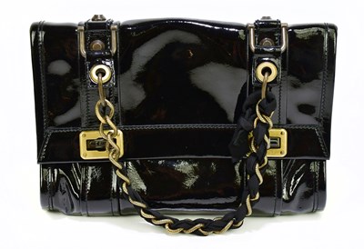 Lot 685 - LANVIN; a black patent leather cow hide small...