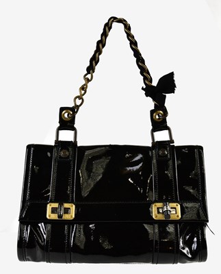 Lot 920 - LANVIN; a small black patent leather cow hide...