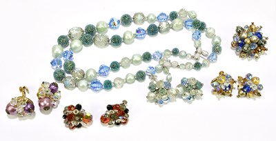 Lot 575 - VENDOME; four 1950s pairs of glass and beaded...