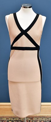 Lot 744 - HERVE LEGER PARIS; a nude coloured rayon and...