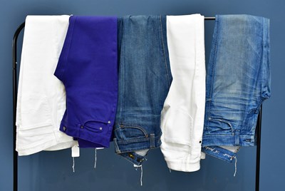 Lot 780 - FOR ALL MANKIND; two pairs of bootleg jeans,...