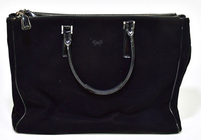 Lot 707 - ANYA HINDMARCH; a black velvet and patent...