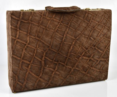 Lot 923 - A vintage buffalo hide briefcase lined with...