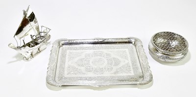 Lot 1305 - A group of three Eastern white metal items to...