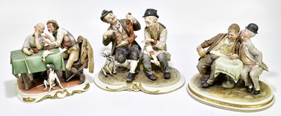 Lot 1760 - CAPODIMONTE; three figure groups, to include...