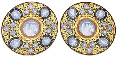 Lot 1768 - A pair of pâte-sur-pâte chargers, both...