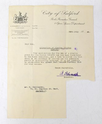 Lot 526 - MANCHESTER UNITED; a typed letter from 1949...