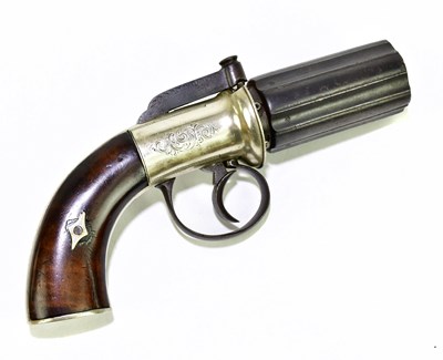 Lot 1015A - A 19th century pepper-box revolver with steel...