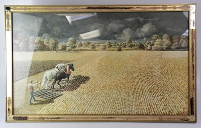 Lot 416 - AFTER W. PEINER; a coloured print 'Ploughing...