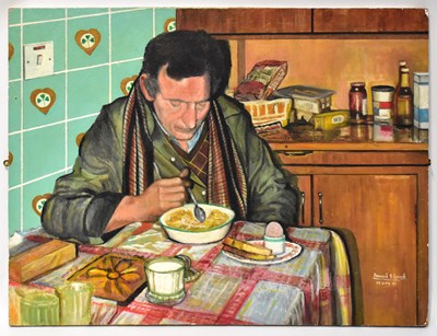 Lot 432 - BERNARD S. LYNCH; a large oil on board 'Tommy',...