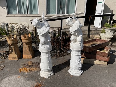 Lot 2294 - Two Victorian style white painted cast iron...