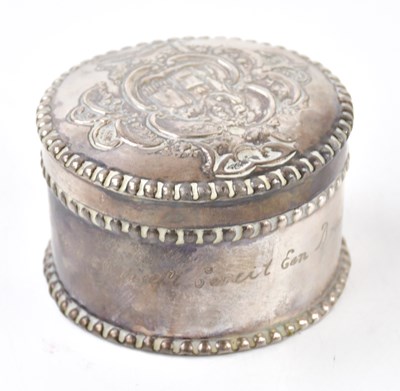 Lot 1138 - A French silver circular trinket box, stamped...