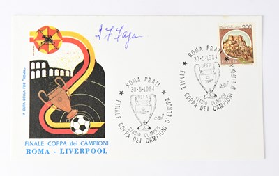 Lot 460 - JOE FAGAN; a 1984 UEFA first day cover bearing...
