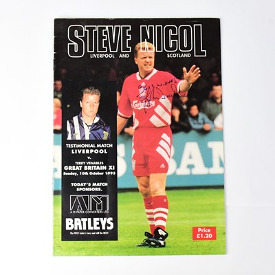 Lot 476 - STEVE NICOL; a testimonial programme bearing...