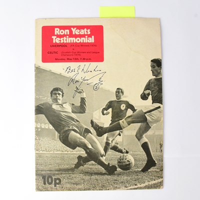 Lot 508 - RON YEATS; a testimonial programme bearing the...