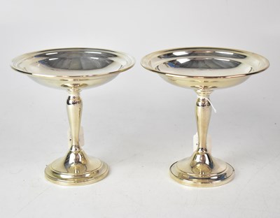 Lot 802 - GORHAM; a pair of American silver tazzas, each...