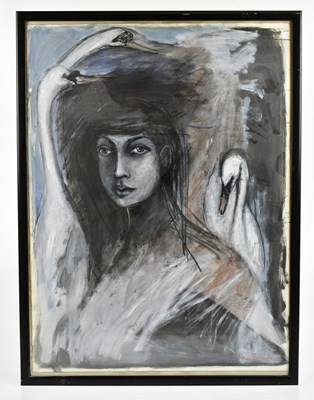 Lot 199A - NANCY BALDWIN (1935-2021); mixed media, 'Girl...