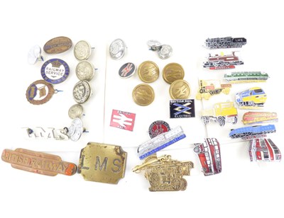 Lot 175 - Various railway enamelled badges, buttons and other small wearable collectibles