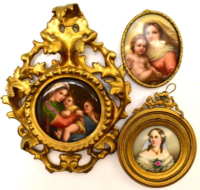 Lot 361 - Three 19th century porcelain miniatures,...