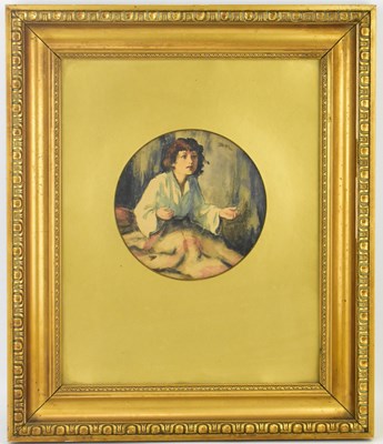 Lot 677 - UNATTRIBUTED; watercolour, a circular painting...