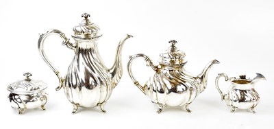 Lot 1042 - A German 830 grade silver four piece tea...