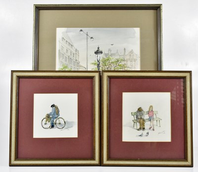Lot 147 - ALBIN TROWSKI; mixed media lady feeding...