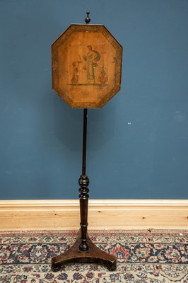 Lot 2441 - A 19th century stained pine pole screen,...