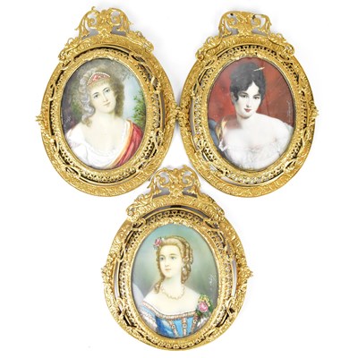 Lot 362 - Three 19th century portrait miniatures of...