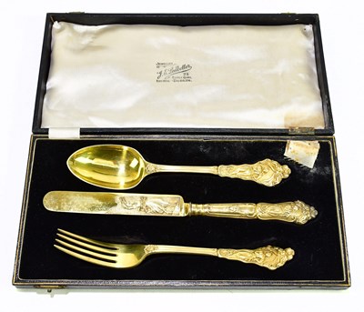 Lot 1184 - CHAWNER & CO; a Victorian silver gilt three...